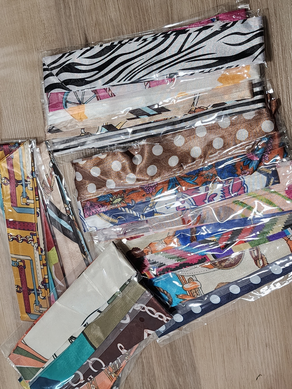Assorted Patterned Satin Scarf Hairbands/twillie - Multicolor